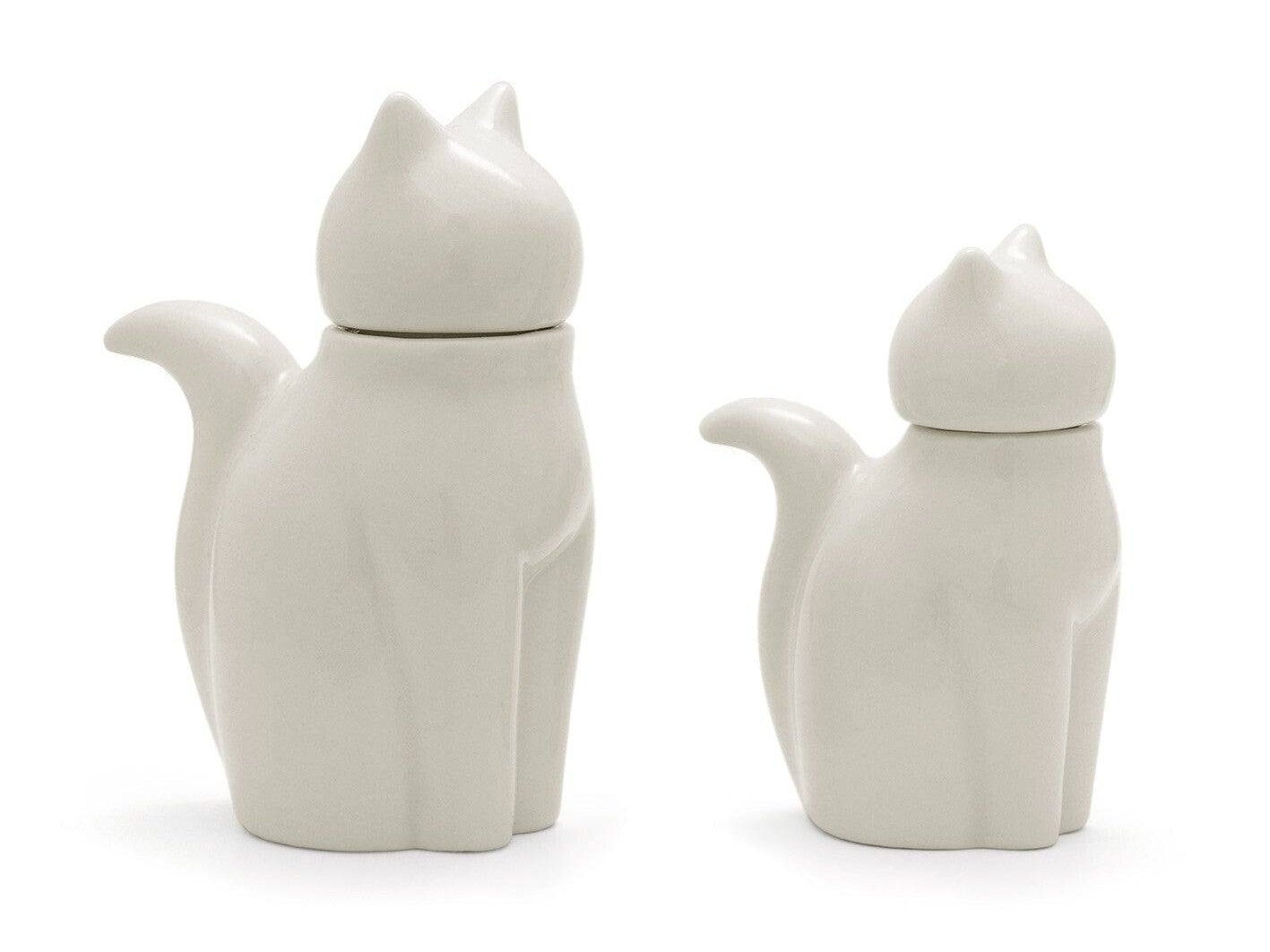 Porcelain Cat Soy Sauce Bottle White