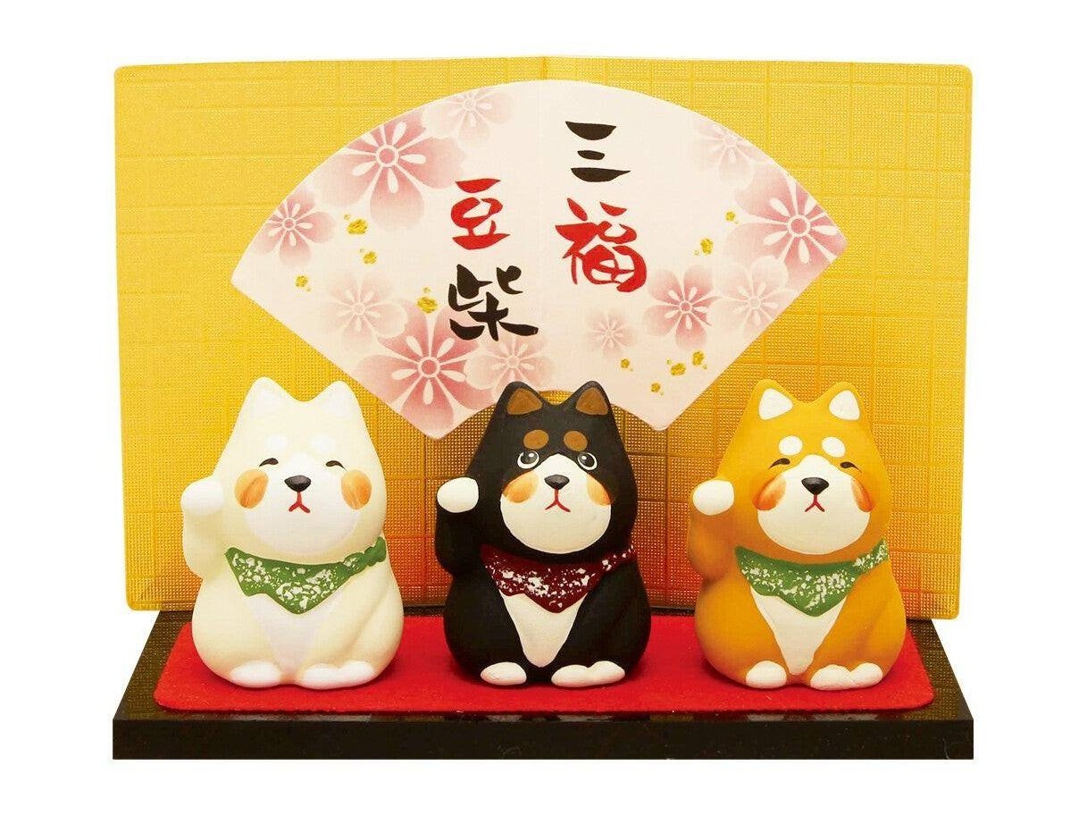 Ryukodo Three Happy Shiba Dog Ornaments