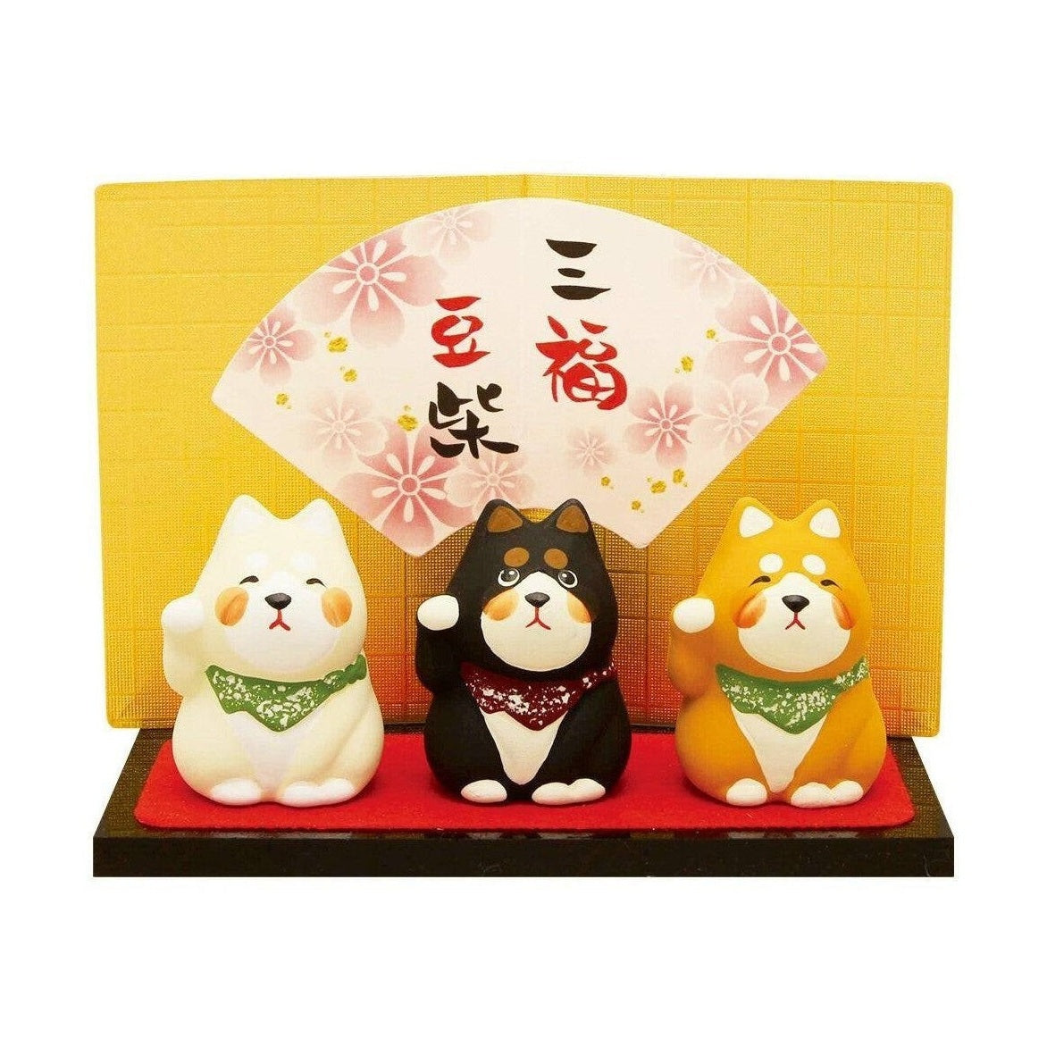 Ryukodo Three Happy Shiba Dog Ornaments