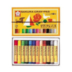 Sakura Cray-Pas 12-color pastel crayons in open box with cherry blossom logo