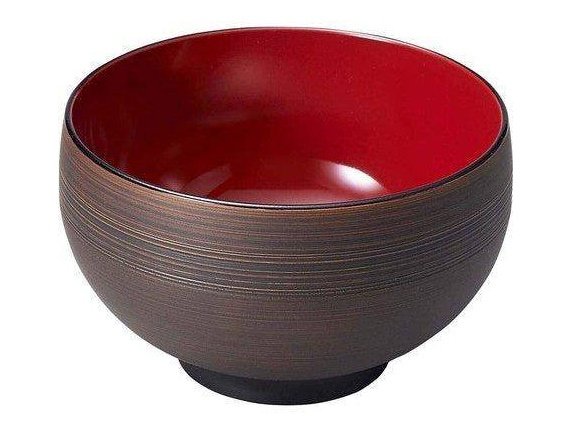 Sanyoshi Chestnut Brown Lacquer Miso Soup Bowl