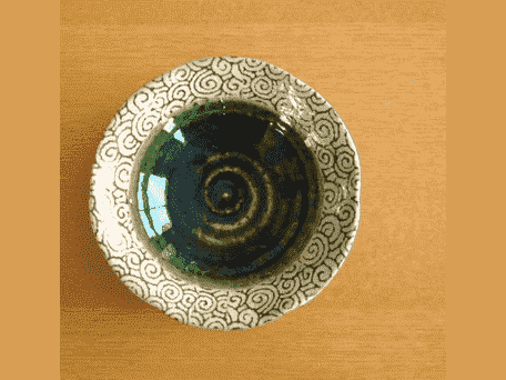 Seto Oribe Floral Arabesque Shallow Bowl