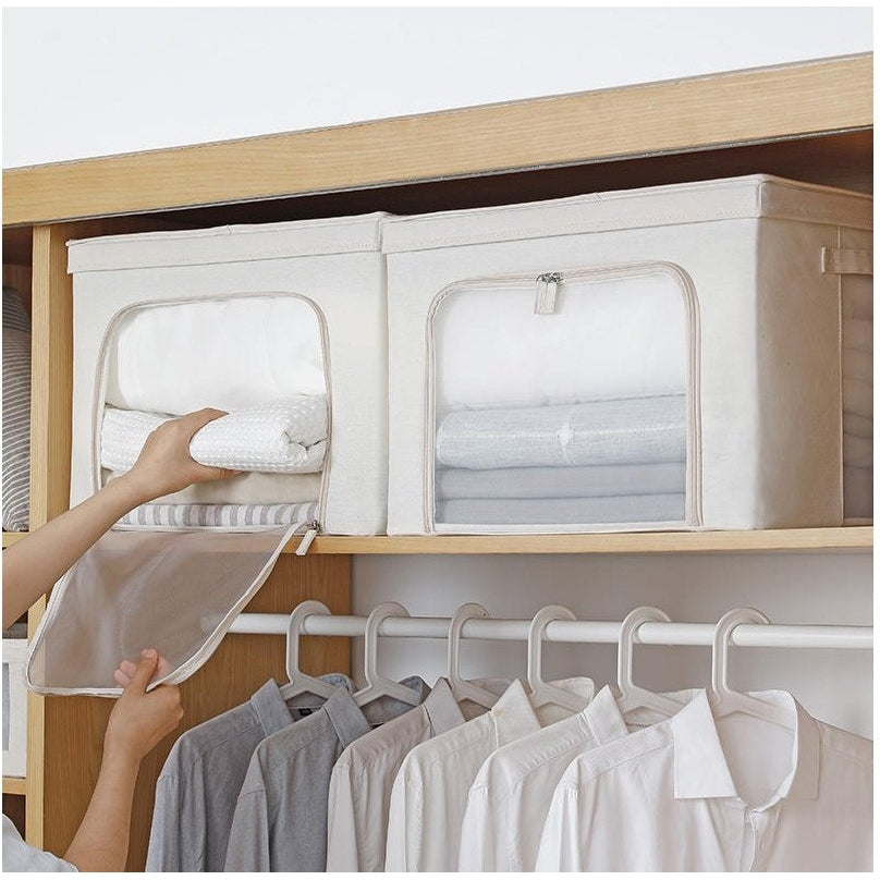 Shimoyama Foldable Linen Storage Box with Clear Windows 100L