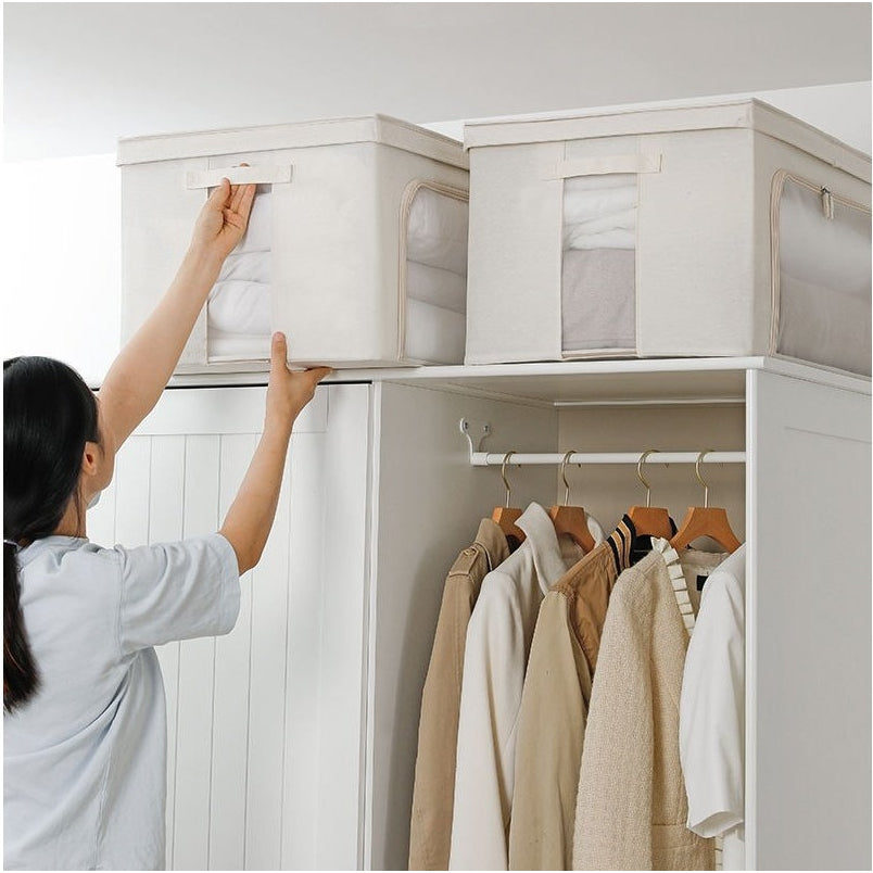 Shimoyama Foldable Linen Storage Box with Clear Windows 100L