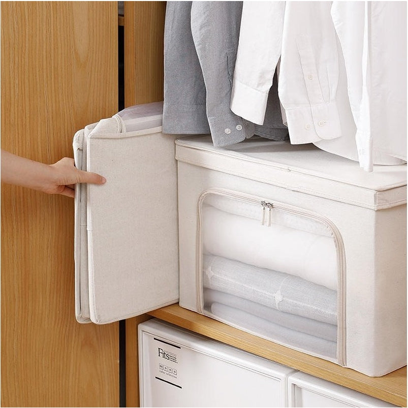 Shimoyama Foldable Linen Storage Box with Clear Windows 100L