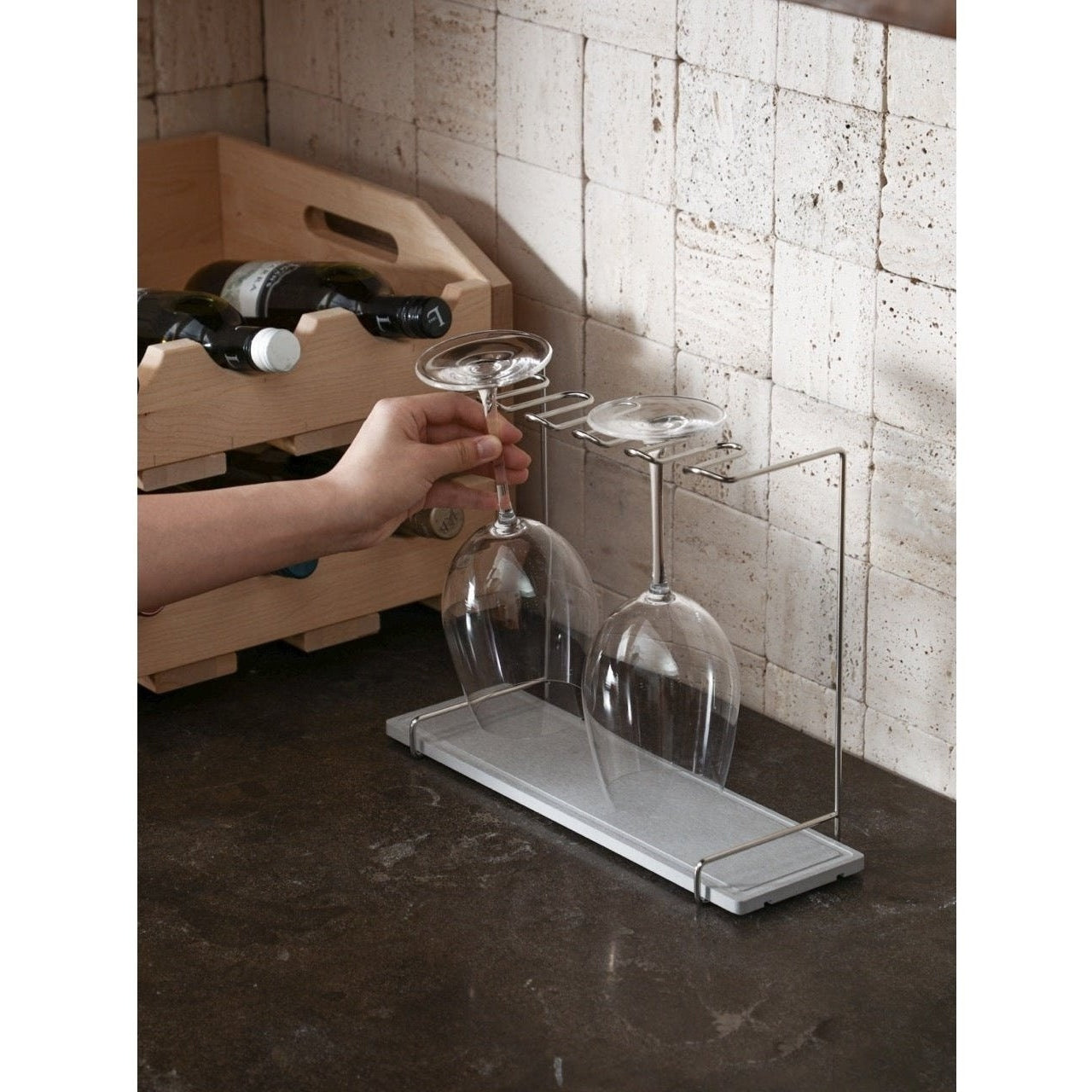 Shimoyama Stainless Steel Diatomite Wine Glass Drainage Rack