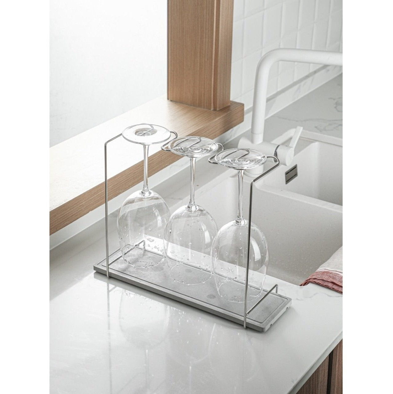 Shimoyama Stainless Steel Diatomite Wine Glass Drainage Rack