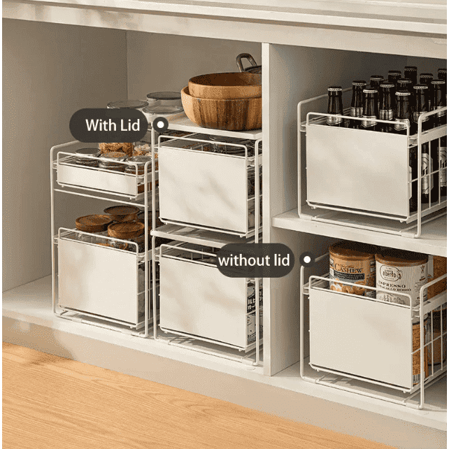 Shimoyama 1 Tier Iron Kitchen Storage Organiser with Lid - Large