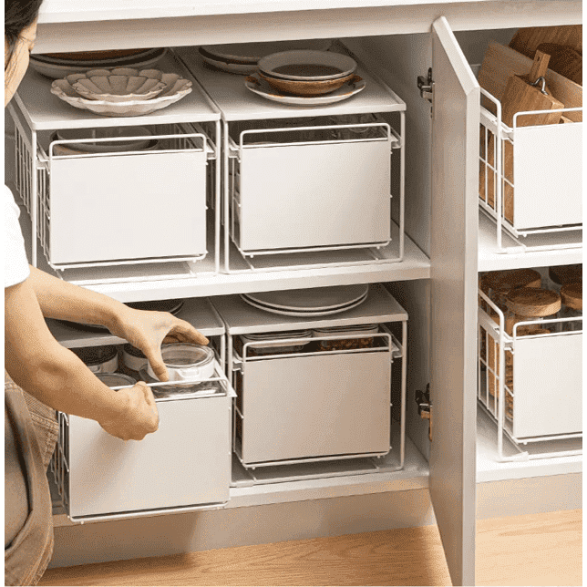 Shimoyama 1 Tier Iron Kitchen Storage Organiser with Lid - Large