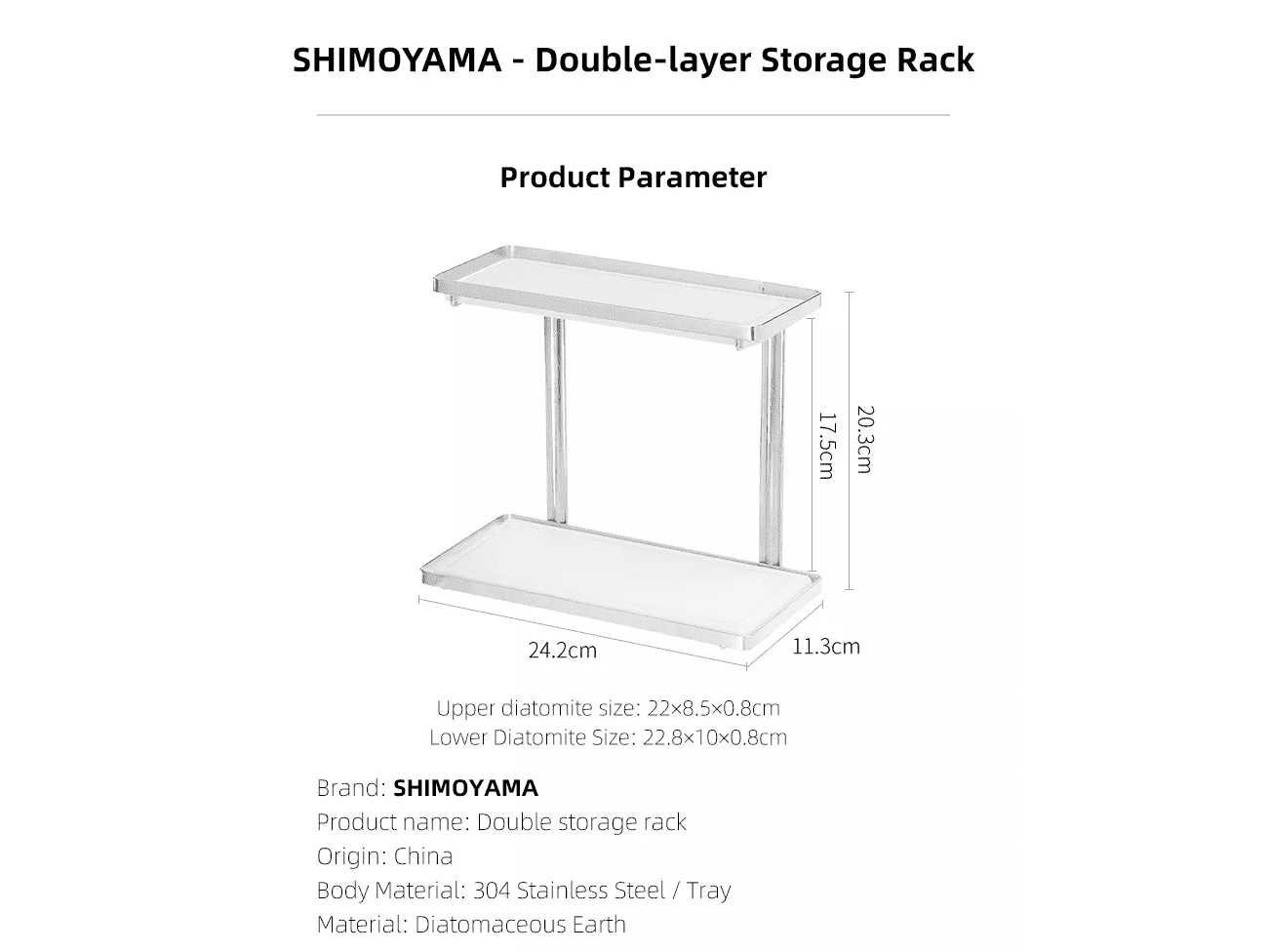 Shimoyama Double Layer Diatomite Storage Rack
