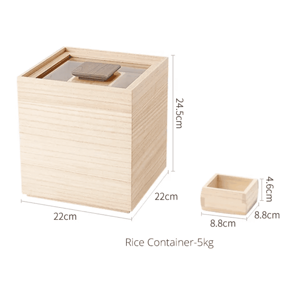 Shimoyama Hinoki Rice Storage Container 5kg - MINIMARU