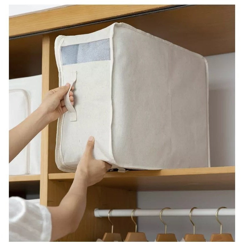 Shimoyama Linen Quilt Storage Bag with Clear Window L 55X42X30cm