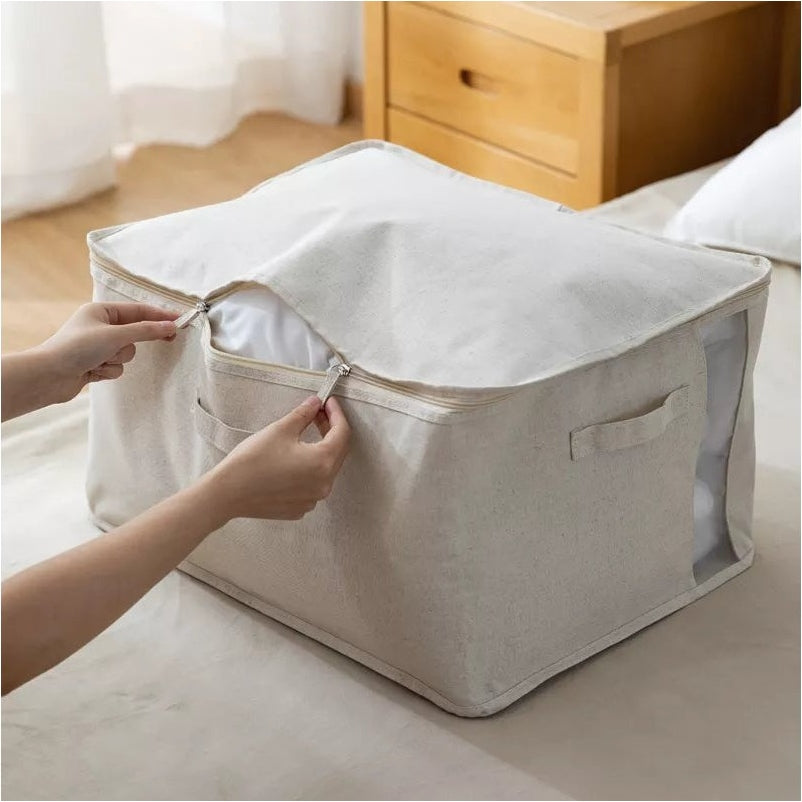 Shimoyama Linen Quilt Storage Bag with Clear Window L 55X42X30cm