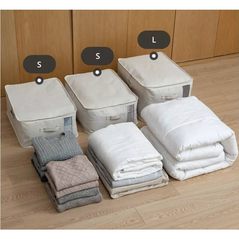 Shimoyama Linen Quilt Storage Bag with Clear Window L 55X42X30cm