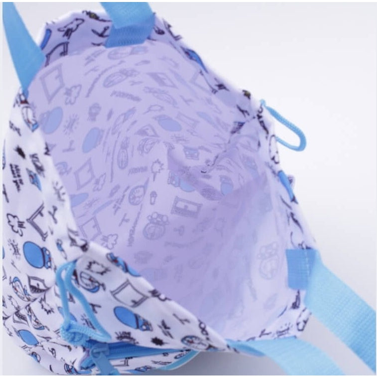 Skater Doraemon Drawstring Pouch with Wipe Pocket