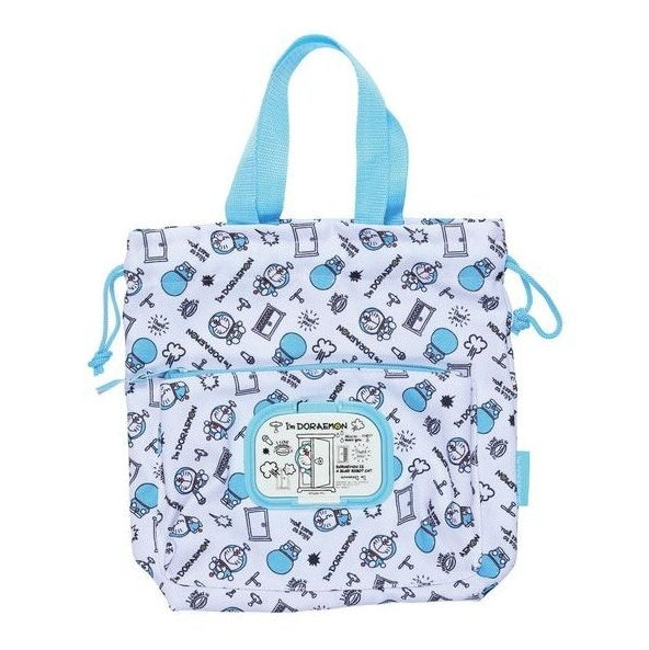 Skater Doraemon Drawstring Pouch with Wipe Pocket