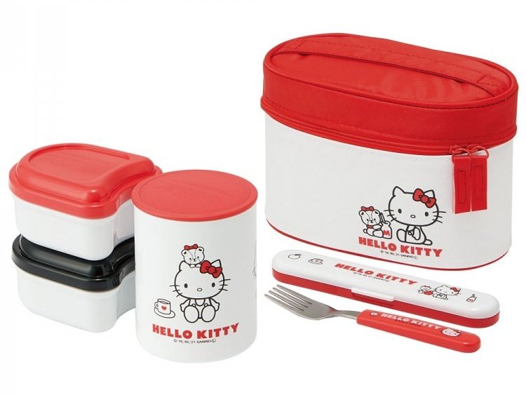 Japan Sanrio HELLO KITTY lunch box & cutlery & container & water bottle  5set