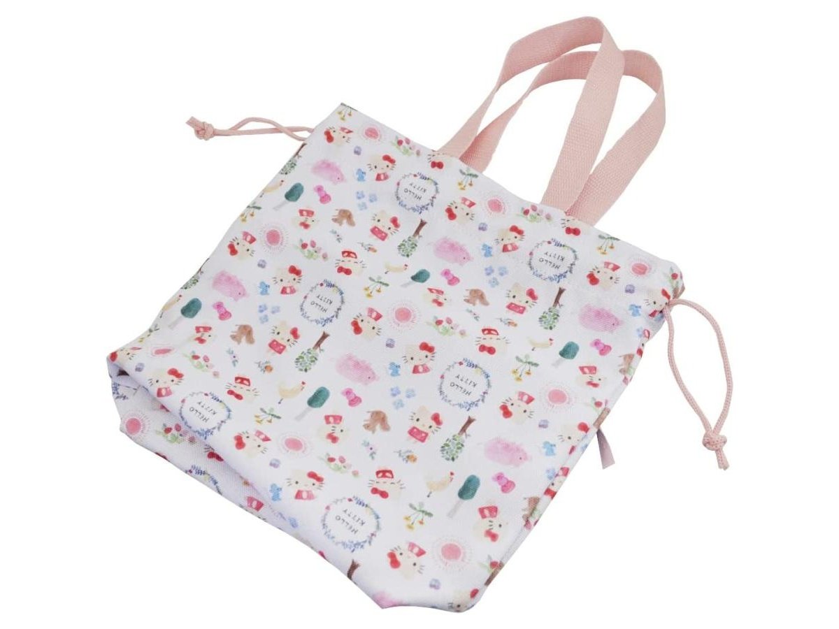 Skater Hello Kitty Drawstring Pouch with Wipe Pocket
