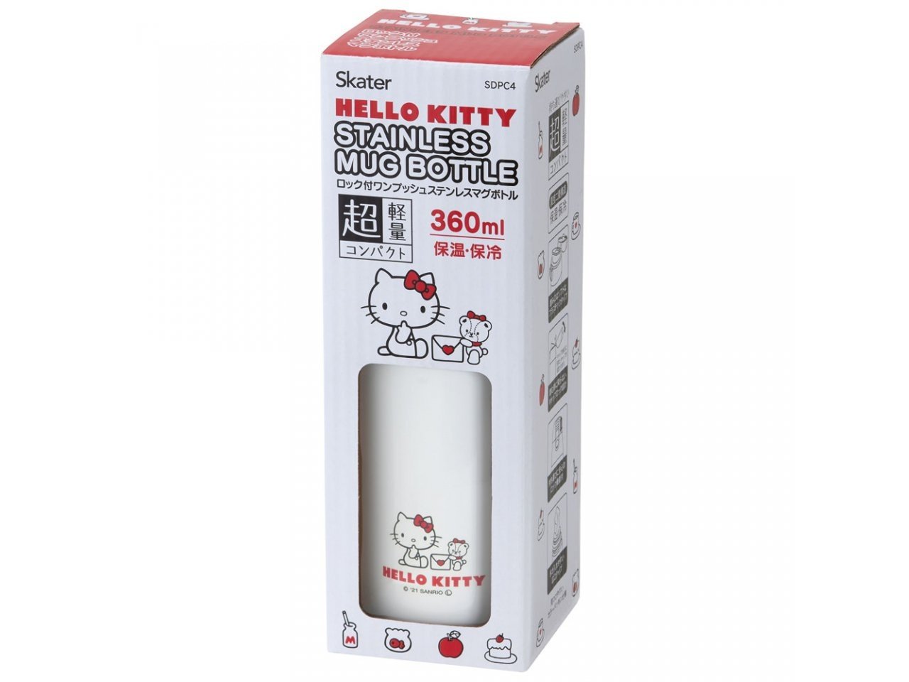 Skater Hello Kitty One Touch Stainless Bottle 360ml