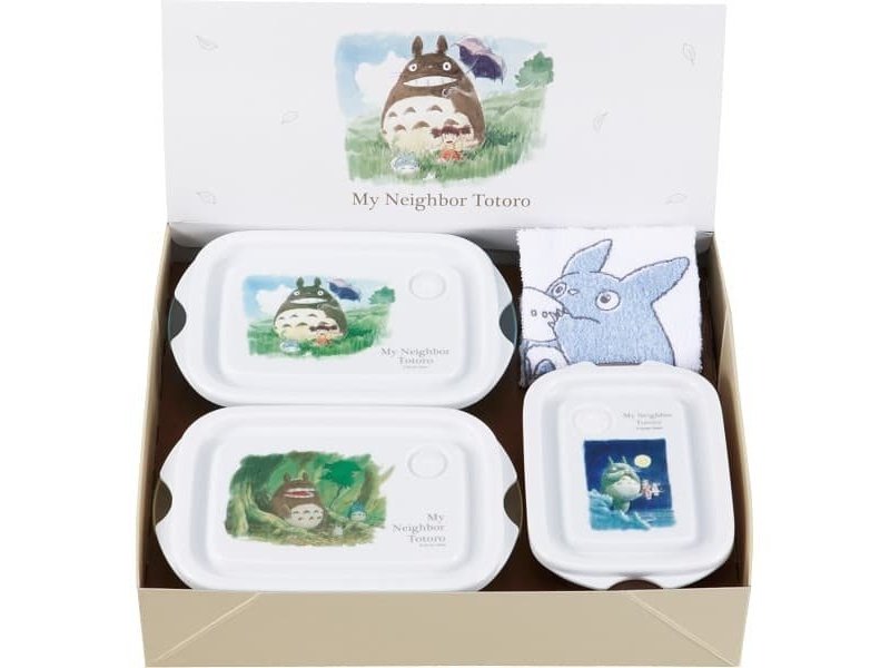 Skater My Neighbor Totoro Watercolor Food Container Hand Towel Set