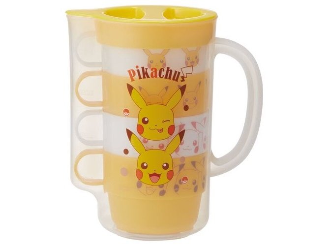 Skater Pokemon Pikachu Water Jug & 4 Stack Cup Set