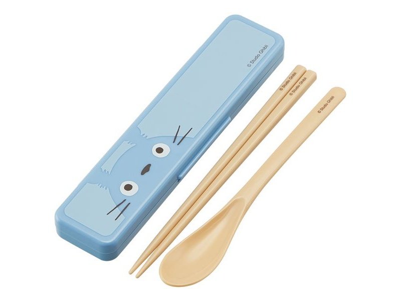 Skater Totoro Blue Chopstick Spoon Set