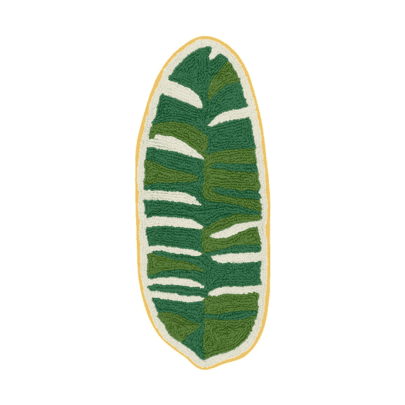 Tomo banana leaf mat S front view with green leaf design and yellow border