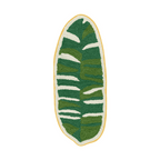 Tomo banana leaf mat S front view with green leaf design and yellow border