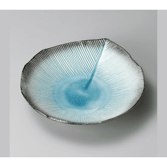 Sky Blue Leaf Plate 25.5D