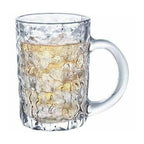 Toyo Sasaki 425ml beer mug filled with golden liquid and ice cubes