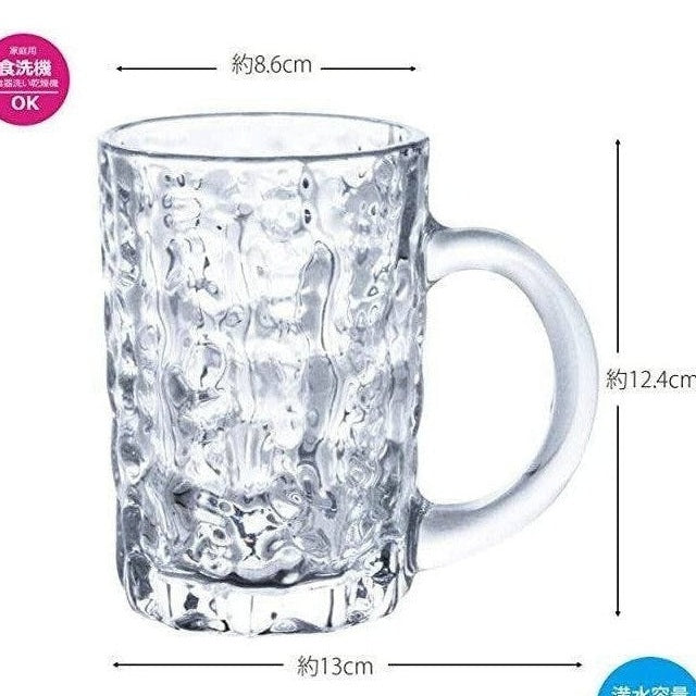 Toyo Sasaki Japanese soda glass beer mug with bubbled texture and curved handle