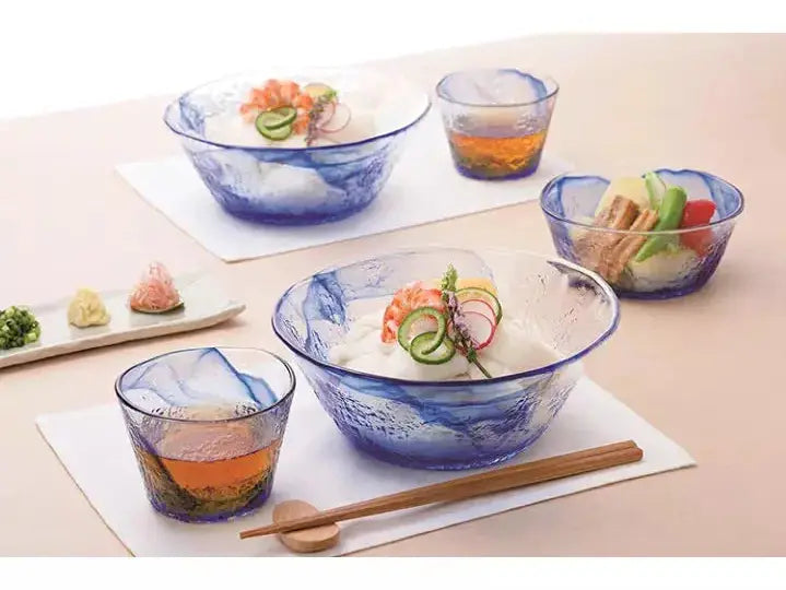 Toyo Sasaki Blue Swirl Glass Bowl