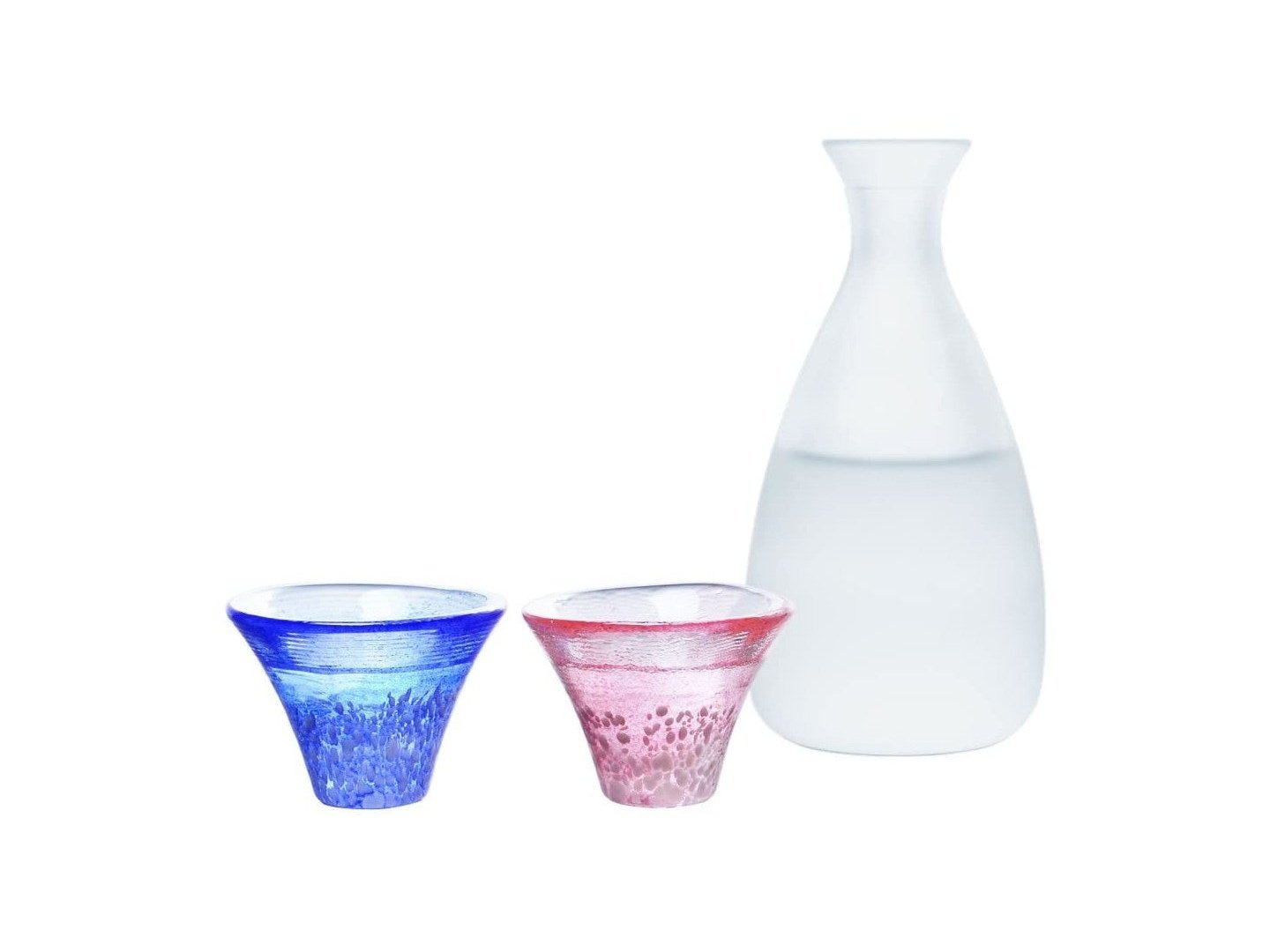 Toyo Sasaki Mt. Fuji Sake Cup Glass & Tokkuri Decanter Set