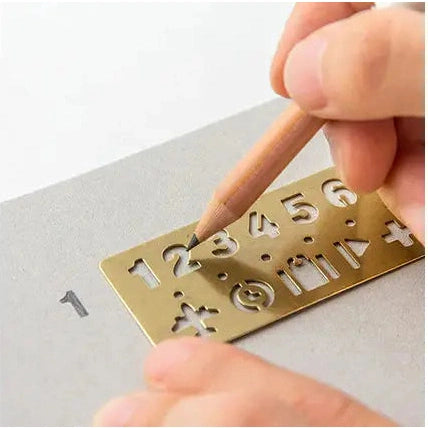 Traveler's Company Brass Template Bookmark - Number