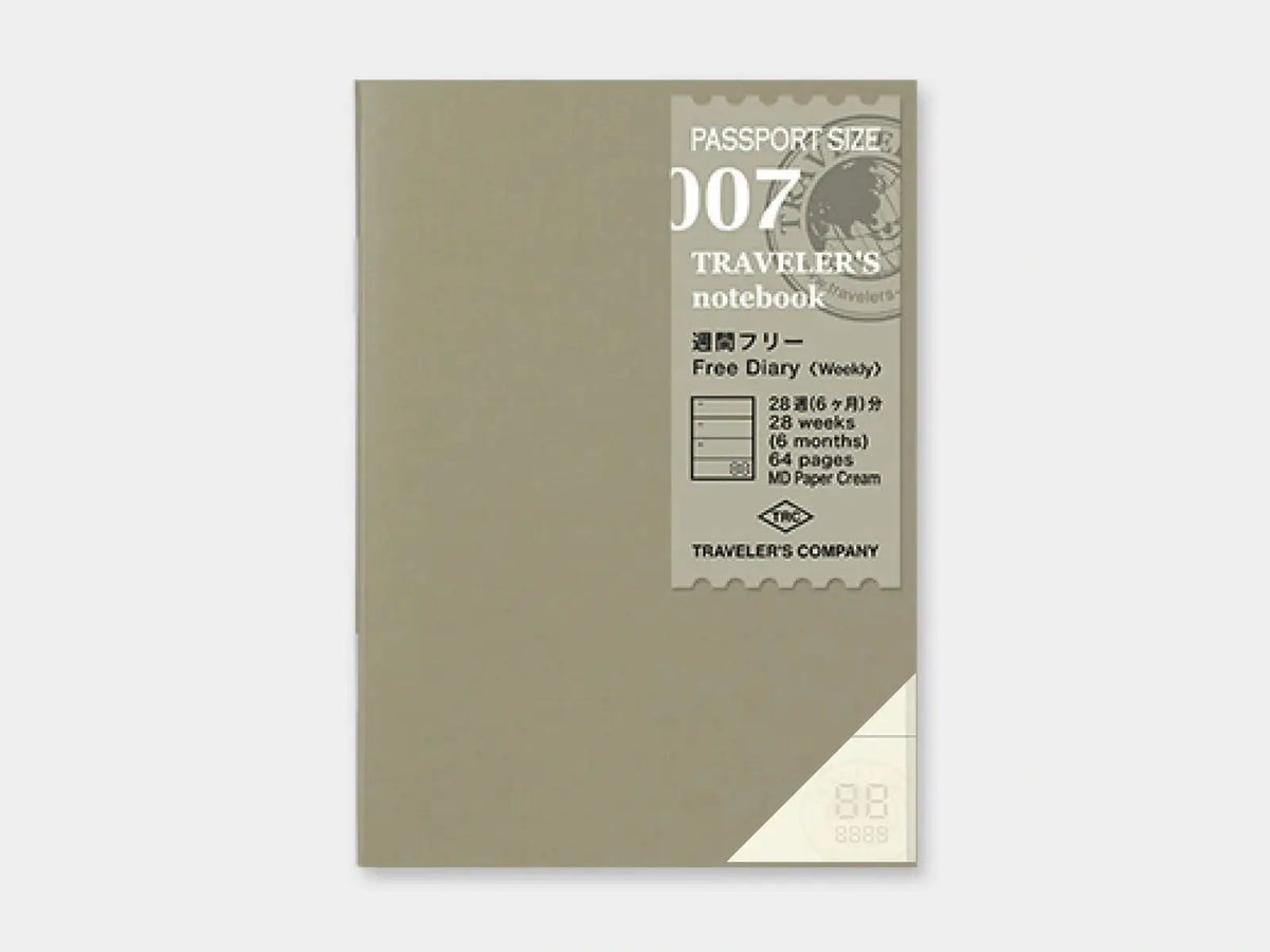 Traveler&#39;s Company Passport Notebook Refill  007 Free Diary Weekly