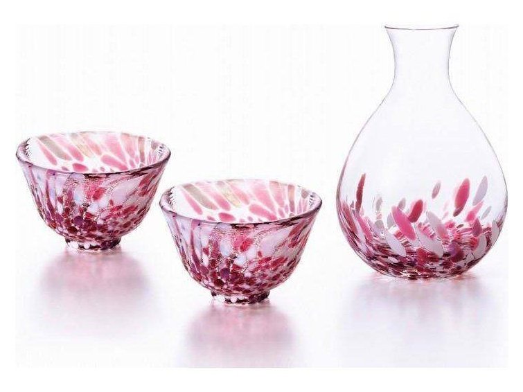 Blue ceramics with pink sakura design made in Japan available at Miya.