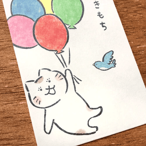 Wa-Life Balloon Cat Thank You Petit Money Envelope 3P