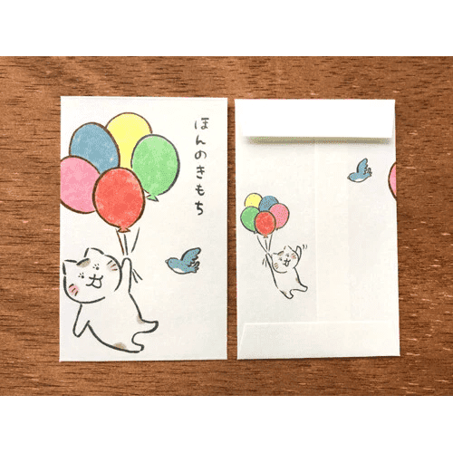 Wa-Life Balloon Cat Thank You Petit Money Envelope 3P