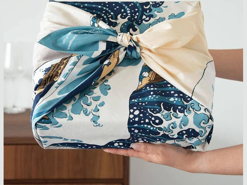 Yamada Textile Hokusai Ukiyo-e Furoshiki Wrapping Cloth 48cm