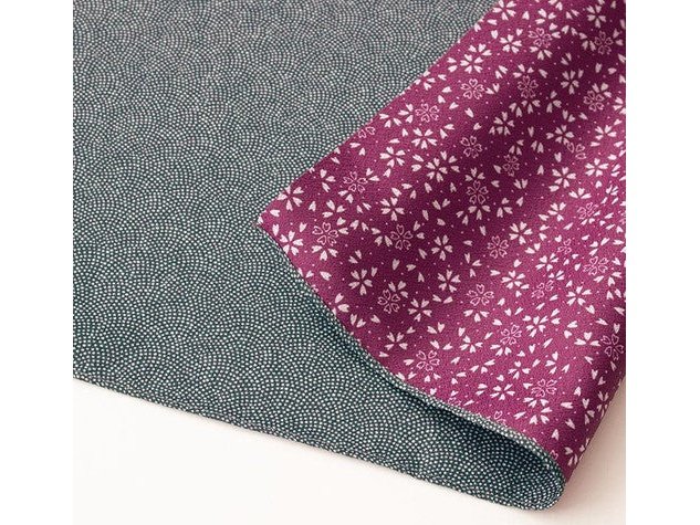 Yamada Textile Navy Purple Rose Reversible Furoshiki Wrapping Cloth 70cm