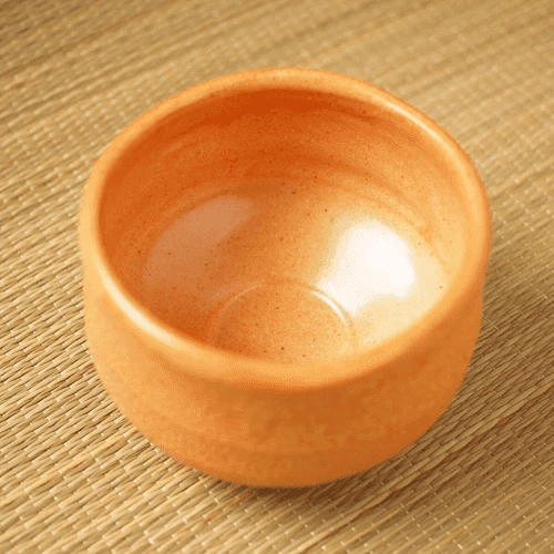 Yamaki Orange Shino Matcha Bowl