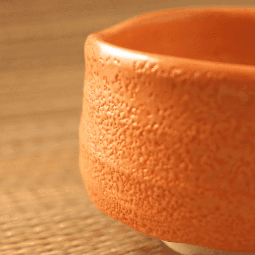 Yamaki Orange Shino Matcha Bowl