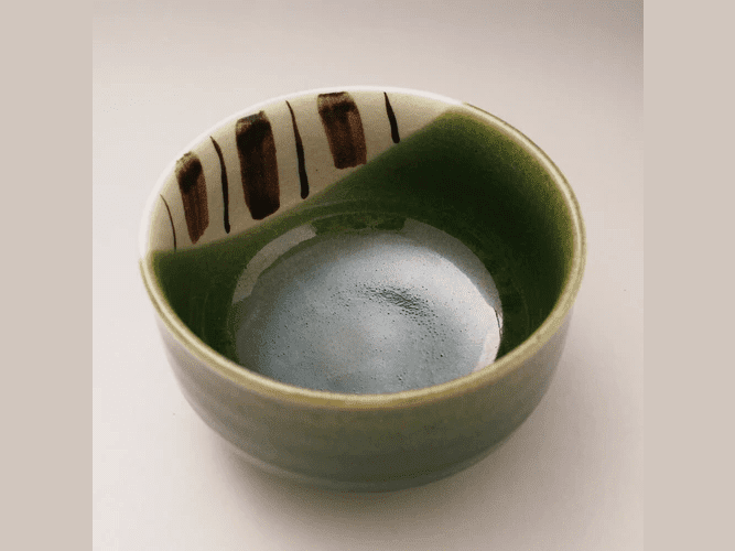 Yamaki Oribe-Tokusa Matcha Bowl