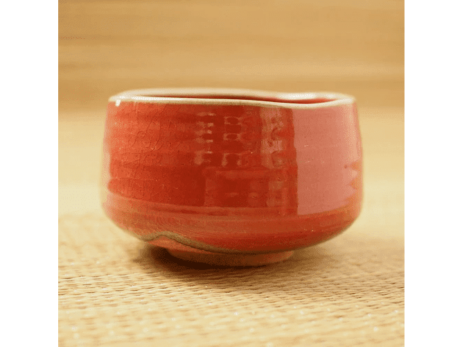 Yamaki Red Glaze Matcha Bowl