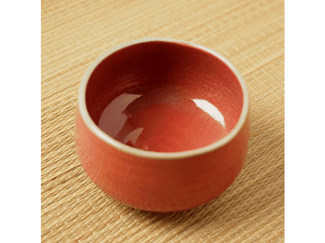 Yamaki Red Glaze Matcha Bowl