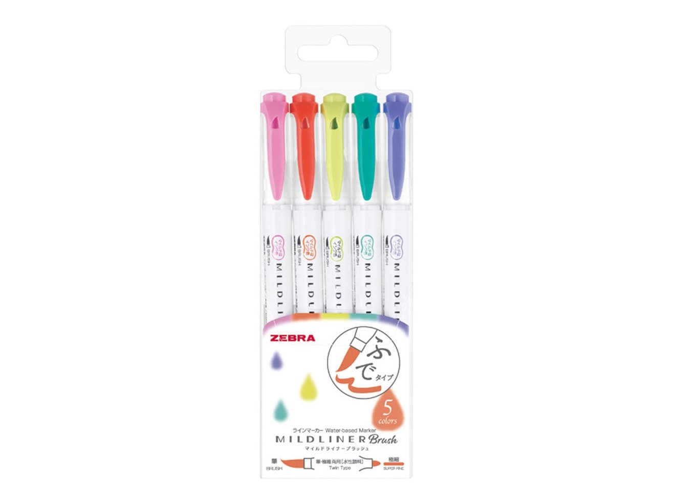 Zebra Mildliner Double Ended Brush Pen 5-Colour Set
