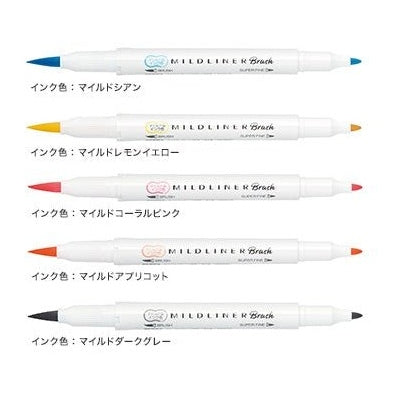 Zebra Mildliner Double Ended Brush Pen 5-Colour Set