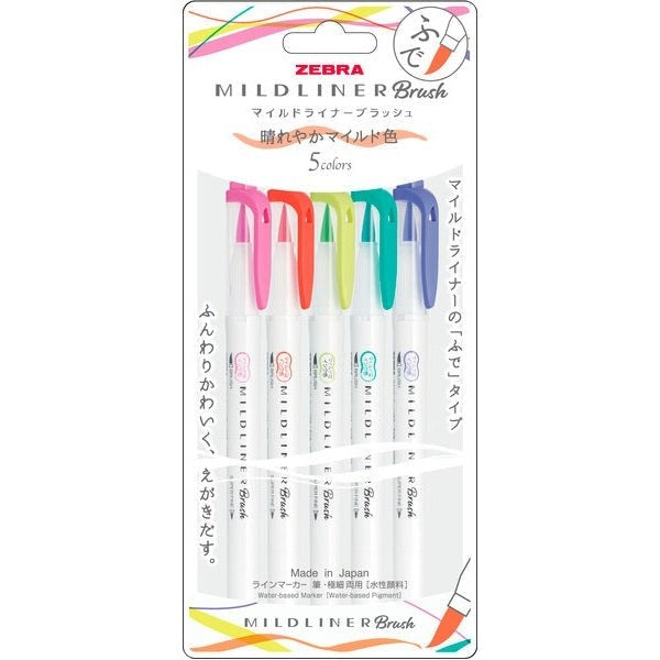 Zebra Mildliner Double Ended Brush Pen 5-Colour Set