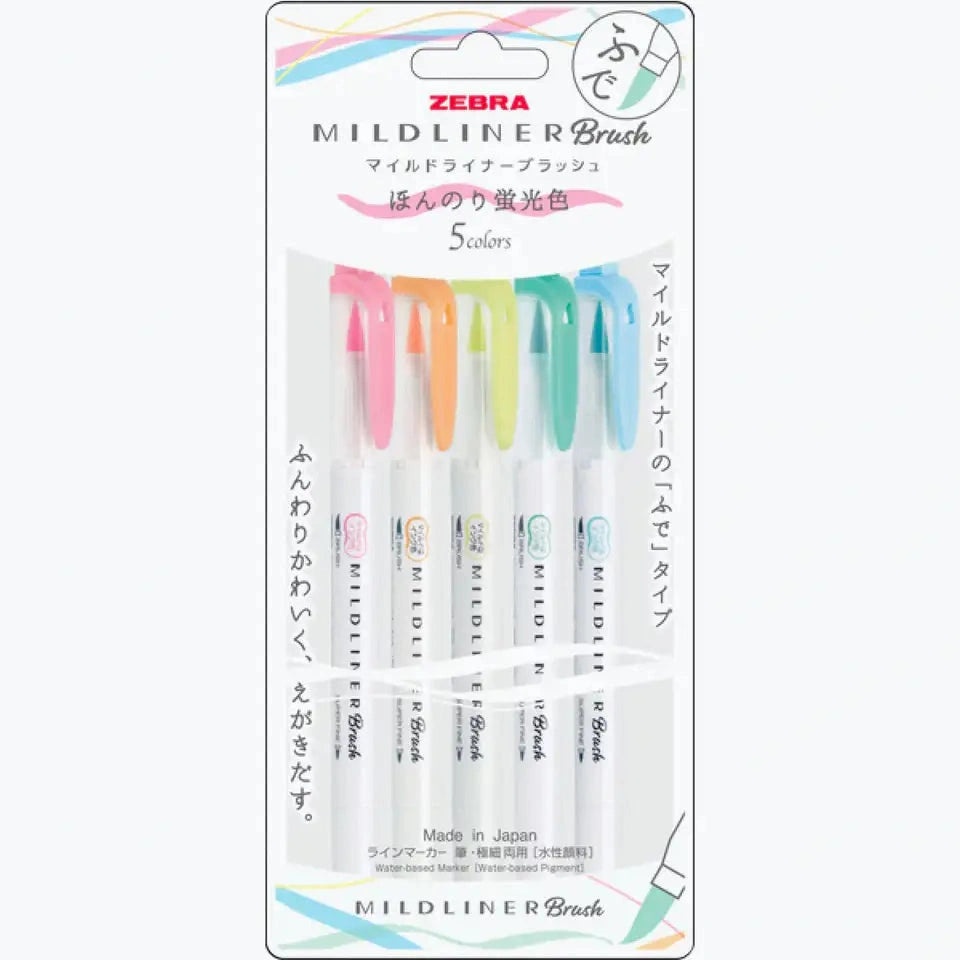 Zebra Mildliner Double Ended Brush Pen 5-Colour Set