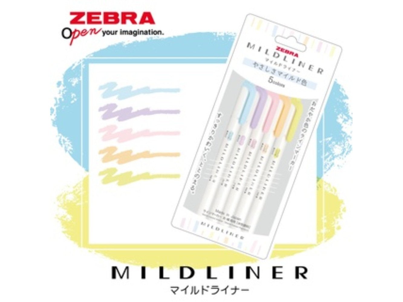 Zebra Mildliner 2002 5 colour set